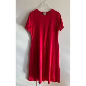 TravelSmith Womens Red Supplex Short Sleeve Maxi Dress Size Large
